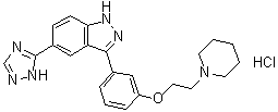 structure of CAS# 1438391-30-0, 3-[3-[2-(1-哌啶基)乙氧基]苯基]-5-(1H-1,2,4-三唑-5-基)-1H-吲唑盐酸盐
