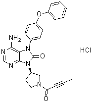 structure of CAS# 1439901-97-9, 6-氨基-9-[(3R)-1-(2-丁炔酰基)-3-吡咯烷基]-7-(4-苯氧基苯基)-7,9-二氢-8H-嘌呤-8-酮盐酸盐
