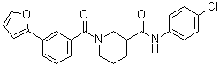structure of CAS# 1443437-74-8, N-(4-Chlorophenyl)-1-[3-(2-furanyl)benzoyl]-3-piperidinecarboxamide