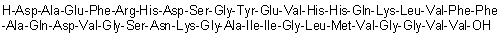 CAS # 144410-00-4, Dutch amyloid beta-protein 1-40, L-alpha-Aspartyl-L-alanyl-L-alpha-glutamyl-L-phenylalanyl-L-arginyl-L-histidyl-L-alpha-aspartyl-L-serylglycyl-L-tyrosyl-L-alpha-glutamyl-L-valyl-L-histidyl-L-histidyl-L-glutaminyl-L-lysyl-L-leucyl-L-valyl-L-phenylalanyl-L-phenylalanyl-L-alanyl-L-glutaminyl-L-alpha-aspartyl-L-valylglycyl-L-seryl-L-asparaginyl-L-lysylglycyl-L-alanyl-L-isoleucyl-L-isoleucylglycyl-L-leucyl-L-methionyl-L-valylglycylglycyl-L-valyl-L-valine