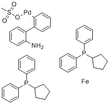 structure of CAS# 1445086-28-1, 甲烷磺酸基[1,1'-双(二苯基膦基)二茂铁)](2'-氨基-1,1'-联苯-2-基)钯(II)