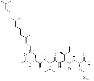 CAS # 144608-65-1, N-Acetyl-S-[(2E,6E)-3,7,11-trimethyl-2,6,10-dodecatrien-1-yl]-L-cysteinyl-L-valyl-L-isoleucyl-L-methionine