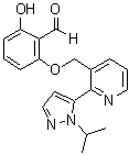 structure of CAS# 1446321-46-5, 2-Hydroxy-6-[[2-[1-(1-methylethyl)-1H-pyrazol-5-yl]-3-pyridinyl]methoxy]benzaldehyde