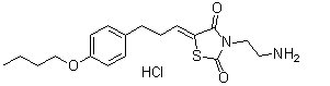 structure of CAS# 1449240-68-9, 3-(2-Aminoethyl)-5-[3-(4-butoxyphenyl)propylidene]-2,4-thiazolidinedione hydrochloride (1:1)