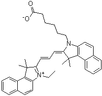 CAS # 1449612-06-9, 2-[3-[3-(5-Carboxypentyl)-1,3-dihydro-1,1-dimethyl-2H-benz[e]indol-2-ylidene]-1-propen-1-yl]-3-ethyl-1,1-dimethyl-1H-benz[e]indolium inner salt