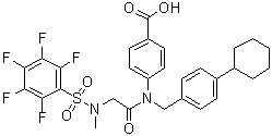structure of CAS# 1456632-40-8, 4-[[(4-Cyclohexylphenyl)methyl][2-[methyl[(2,3,4,5,6-pentafluorophenyl)sulfonyl]amino]acetyl]amino]benzoic acid