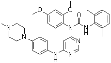 structure of CAS# 1456858-58-4, N-(2,4-二甲氧基苯基)-N'-(2,6-二甲基苯基)-N-[6-[[4-(4-甲基-1-哌嗪基)苯基]氨基]-4-嘧啶基]脲