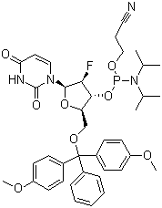 CAS 登录号：146954-75-8, 5'-O-(4,4-二甲氧基三苯甲基)-2'-脱氧-2'-氟尿苷-3'-(2-氰基乙基-N,N-二异丙基)亚磷酰胺