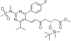 structure of CAS# 147118-38-5, 7-[4-(4-氟苯基)-6-异丙基-2-(N-甲基甲磺酰胺基)-5-嘧啶]-(3R)-叔丁基二甲硅氧基-5-氧代-(6E)-庚酸甲酯