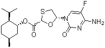 structure of CAS# 147126-75-8, 5-(4-氨基-5-氟-2-氧代-1(2H)-嘧啶)-1,3-氧硫杂环戊烷-2-甲酸 5-甲基-2-异丙基环己醇酯