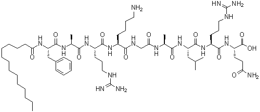 CAS 登录号：147217-25-2, N-(1-氧代十四烷基)-L-苯丙氨酰-L-丙氨酰-L-精氨酰-L-赖氨酰甘氨酰-L-丙氨酰-L-亮氨酰-L-精氨酰-L-谷氨酰胺
