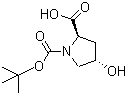 structure of CAS# 147266-92-0, N-叔丁氧羰基-反式-4-羟基-D-脯氨酸