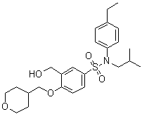 structure of CAS# 1474110-21-8, N-(4-乙基苯基)-3-(羟基甲基)-N-(2-甲基丙基)-4-[(四氢-2H-吡喃-4-基)甲氧基]苯磺酰胺