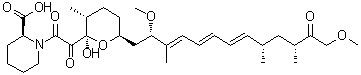 CAS 登录号：147438-30-0, (2S)-1-[2-[(2R,3R,6S)-6-[(2S,3E,5E,7E,9S,11R)-2,13-二甲氧基-3,9,11-三甲基-12-氧代-3,5,7-十三碳三烯-1-基]四氢-2-羟基-3-甲基-2H-吡喃-2-基]-2-氧代乙酰基]-2-哌啶羧酸
