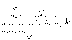 CAS 登录号：147489-06-3, (4R,6S)-6-[[(1E)-2-环丙基-4-(4-氟苯基)-3-喹啉基]乙烯基]-2,2-二甲基-1,3-二氧六环-4-乙酸叔丁酯
