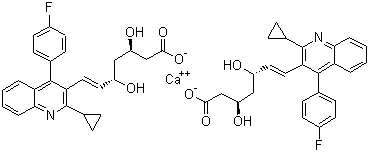 structure of CAS# 147526-32-7, 匹伐他汀钙