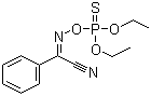 CAS # 14816-18-3, Phoxim, O,O-Diethyl O-(alpha-cyanobenzylideneamino)phosphorothioate, 4-Ethoxy-7-phenyl-3,5-dioxa-6-aza-4-phosphaoct-6-ene-8-nitrile 4-sulfide, alpha-[[(Diethoxyphosphinothioyl)oxy]imino]benzeneacetonitrile