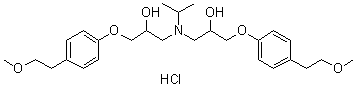 1-[[2-Hydroxy-3-[4-(2-methoxyethyl)phenoxy]propyl]-propan-2-ylamino]-3-[4-(2-methoxyethyl)phenoxy]propan-2-ol hydrochloride molecular structure (CAS 1486464-40-7)