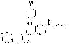 structure of CAS# 1493694-70-4, 反式-4-[[2-(丁基氨基)-5-[5-(4-吗啉基甲基)-2-吡啶基]-4-嘧啶基]氨基]环己醇