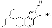 CAS 登录号：149654-41-1, (8R)-8-(二丙基氨基)-6,7,8,9-四氢-3H-苯并[e]吲哚-2-甲腈单盐酸盐