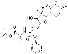 structure of CAS# 1496552-28-3, N-[[P(S),2'R]-2'-脱氧-2'-氟-2'-甲基-P-苯基-5'-尿苷酰基]-D-丙氨酸异丙酯