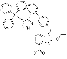 CAS # 150058-29-0, 2-Ethoxy-1-[[2'-[1-(triphenylmethyl)-1H-tetrazol-5-yl][1,1'-biphenyl]-4-yl]methyl]-1H-benzimidazole-4-carboxylic acid methyl ester