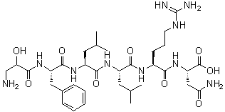 CAS 登录号：150242-29-8, N2-[N2-[N-[N-[N-(2-羟基-beta-丙氨酰)-L-苯丙氨酰]-L-亮氨酰]-L-亮氨酰]-L-精氨酰]-L-天冬氨酰胺