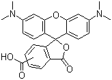 CAS # 150347-56-1, 5(6)-Carboxytetramethylrhodamine, (5(6)-TAMRA, 3',6'-(Dimethylamino)-3-oxo-spiro[isobenzofuran-1(3H),9'-[9H]xanthene]-ar-carboxylic acid