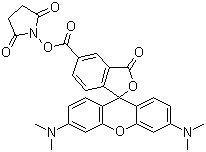 structure of CAS# 150408-83-6, 5(6)-羧基四甲基罗丹明琥珀酰亚胺酯