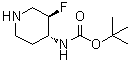 structure of CAS# 1523530-29-1, N-[(3R,4R)-3-Fluoro-4-piperidinyl]carbamic acid 1,1-dimethylethyl ester