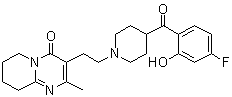structure of CAS# 152542-00-2, 3-[2-[4-(4-Fluoro-2-hydroxybenzoyl)-1-piperidinyl]ethyl]-6,7,8,9-tetrahydro-2-methyl-4H-pyrido[1,2-a]pyrimidin-4-one
