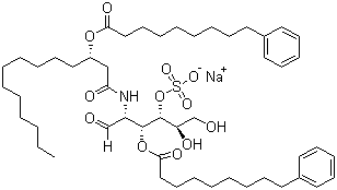 CAS 登录号：152646-95-2, Ono-4007 单钠盐, 2-脱氧-3-O-(9-苯基壬酰基)-2-[3(S)-(9-苯基壬酰氧基)十四烷酰胺基]-4-O-磺基-D-吡喃葡萄糖单钠盐