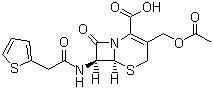 CAS 登录号：153-61-7, 头孢噻吩酸, (6R,7R)-3-[(乙酰氧基)甲基]-7-[2-(2-噻吩基)乙酰氨基]-8-氧代-5-硫杂-1-氮杂双环[4.2.0]辛-2-烯-2-甲酸
