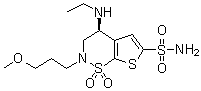 CAS 登录号：154127-19-2, (S)-4-(乙基氨基)-3,4-二氢-2-(3-甲氧基丙基)-2H-噻吩并[3,2-e]-1,2-噻嗪-6-磺酰胺 1,1-二氧化物