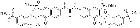 CAS # 15418-16-3, Direct Red 83, Direct Violet 2RLL, Direct rubine L 2A, Fabrifast Rubine 3BLL, Fast Red BLL, Helion Violet 2RLL, Sirius Supra Rubine SB, Solantine Rubine LB, Solar Rubinol 3LR, Solophenyl Bordeaux 3BLE, [mu-[[7,7'-(Carbonyldiimino)bis[4-hydroxy-3-[(2-hydroxy-5-sulfophenyl)azo]-2-naphthalenesulfonato]](8-)]]dicuprate(4-) sodium