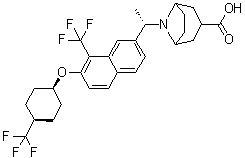 structure of CAS# 1548743-66-3, 8-[(1S)-1-[8-(三氟甲基)-7-[[顺式-4-(三氟甲基)环己基]氧基]-2-萘基]乙基]-8-氮杂双环[3.2.1]辛烷-3-羧酸