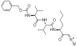 structure of CAS# 155026-49-6, N-[(苯基甲氧基)羰基]-L-缬氨酰-N-[(1S)-1-(2-重氮乙酰基)戊基]-L-缬氨酰胺