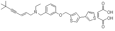 CAS # 155294-62-5, NB-598 Maleate, (E)-3-([3,3'-Bithiophen]-5-ylmethoxy)-N-(6,6-dimethyl-2-hepten-4-ynyl)-N-ethyl-benzenemethanamine (Z)-2-butenedioate (1:1)