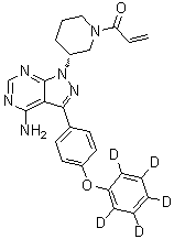 structure of CAS# 1553977-17-5, 1-[(3R)-3-[4-氨基-3-[4-(苯氧基-2,3,4,5,6-d5)苯基]-1H-吡唑并[3,4-d]嘧啶-1-基]-1-哌啶基]-2-丙烯-1-酮