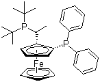 structure of CAS# 155830-69-6, (R)-1-[(S)-2-(Diphenylphosphino)ferrocenyl]ethyldi-tert-butylphosphine