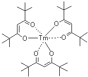 structure of CAS# 15631-58-0, Thulium tris(2,2,6,6-tetramethyl-3,5-heptanedionate)
