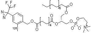 CAS # 156996-76-8, (14R)-17-Hydroxy-1-[2-(iodo-<sup>125</sup>I)-4-[3-(trifluoromethyl)-3H-diazirin-3-yl]phenyl]-N,N,N-trimethyl-3,12-dioxo-14-[[(1-oxohexadecyl)oxy]methyl]-2,13,16,18-Tetraoxa-17-phosphaeicosan-20-aminium inner salt 17-oxide