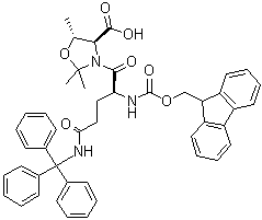 structure of CAS# 1572725-72-4, (4S,5R)-3-[(2S)-2-[[芴甲氧羰基]氨基]-1,5-二氧代-5-[(三苯基甲基)氨基]戊基]-2,2,5-三甲基-4-恶唑烷羧酸