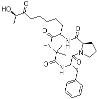 structure of CAS# 157618-75-2, 环[2-甲基丙氨酰基-L-苯丙氨酰基-D-脯氨酰基-(2S,9R)-2-氨基-9-羟基-8-氧代癸酰基]