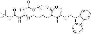 structure of CAS# 158478-81-0, N6-[二[[叔丁氧羰基]氨基]亚甲基]-N2-[芴甲氧羰基]-L-赖氨酸