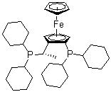 CAS 登录号：158923-07-0, [(R)-1-[(S)-2-(二环己基膦)二茂铁基]乙基]二环己基膦