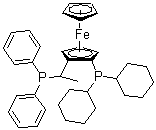 structure of CAS# 158923-09-2, [(R)-1-[(Sp)-2-(二环己基膦)二茂铁基]乙基]二苯基膦
