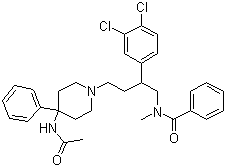 CAS # 159125-41-4, Saredutant, SR 48212A, N-[4-[4-(Acetylamino)-4-phenyl-1-piperidinyl]-2-(3,4-dichlorophenyl)butyl]-N-methylbenzamide