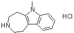 structure of CAS# 15923-42-9, 1,2,3,4,5,6-Hexahydro-6-methylazepino[4,5-b]indole monohydrochloride