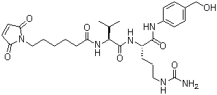 structure of CAS# 159857-80-4, N-[6-(2,5-二氢-2,5-二氧代-1H-吡咯-1-基)-1-氧代己基]-L-缬氨酰-N5-(氨基甲酰基)-N-[4-(羟甲基)苯基]-L-鸟氨酰胺